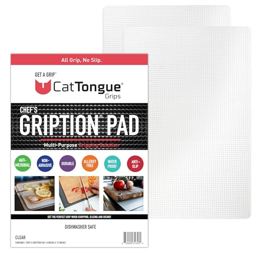 CatTongue Grips Non-Adhesive 8" x 12" Anti-Slip Mat 2-Pack for Oversized & Large Cutting Boards - Multi-Purpose Non-Slip Pad, Drawer Liner & Jar Opener Gripper - Kitchen Essentials (Clear, 2-Pack) - color: Clear, size: 2 Pack