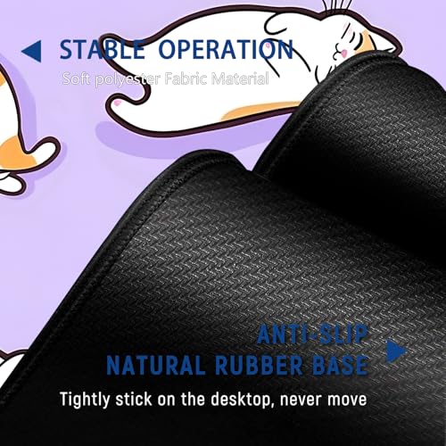 Large Mouse Pad + Keyboard Wrist Rest Set, Extended Gaming Mousepad (31.5X11.8 inch) with Non-Slip Rubber, Ergonomics Memory Foam Mouse Wrist Rest Support, Cute Cats Pattern Purple XXL Desk Pad - color: Yu-Mouse Pad-3-B42