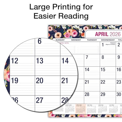 Desk PAD: 22" x 17" Large Print Desk Pad Calendar, APR 2026 - DEC 2027, 21 Months, (Small Navy Floral) - color: Small Navy Floral