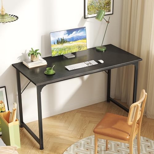 Huuger Modern Simple Office Desk, 40 Inch Gaming Desk with Storage, Black Metal Frame, Large Legroom - color: Black, size: 40inch