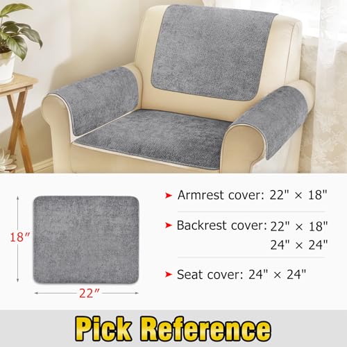 Couch Arm Covers, Sofa Arm Covers, Waterproof Armrest Cover for Sofa, Loveseat, Armchair, Anti-Slip Recliner Arm Cover, Headrest Cover, Arm Chair Covers Set of 2 (Gray, 22"×18") - color: Grey, size: 22" x 18" - 2 pcs