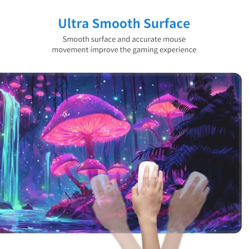 Mushroom Mouse Pad Extended Large Gaming Mouse Pad XL Stitched Edges for Gamer Home Office 31.5 X 11.8 Inch - color: Mushroom