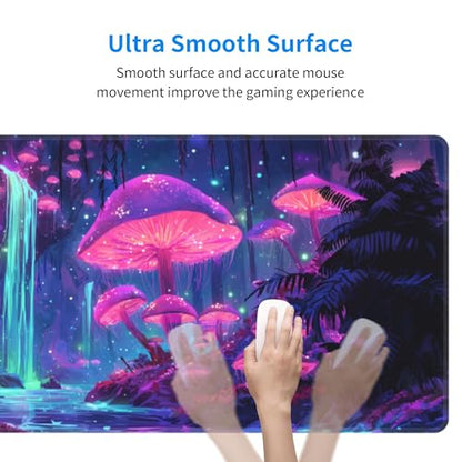 Mushroom Mouse Pad Extended Large Gaming Mouse Pad XL Stitched Edges for Gamer Home Office 31.5 X 11.8 Inch - color: Mushroom