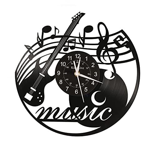 KingLive Music Vinyl Record Wall Clock, Music Room Decoration, Music Theme Wall Clock. (Music A) - color: Music a