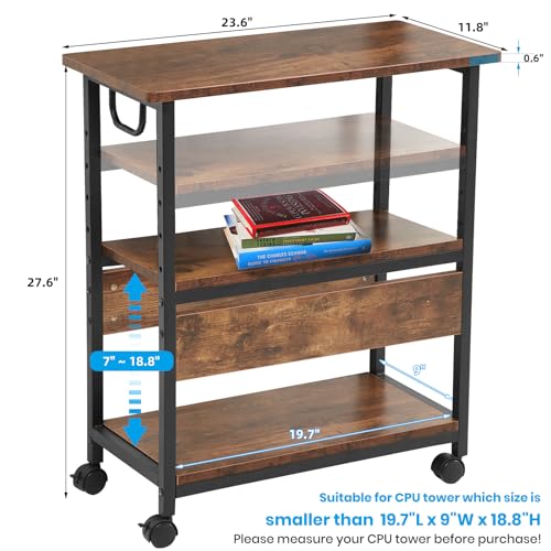 TooCust Computer Tower Stand, Computer & Machine Carts, Computers Towers Floor Stand, PC Towers Shelf, 3-Tier PC Tower Floor Stand with Side Shelf, Mobile Rolling CPU Holder Cart for Home Office - style: Small(for mini and mid tower)