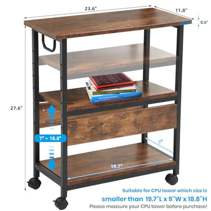 TooCust Computer Tower Stand, Computer & Machine Carts, Computers Towers Floor Stand, PC Towers Shelf, 3-Tier PC Tower Floor Stand with Side Shelf, Mobile Rolling CPU Holder Cart for Home Office - style: Small(for mini and mid tower)