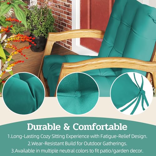Outdoor Chair Cushions Set of 2, 42x21x4 Inch Patio Cushion for Dining/Rocking Chairs, High Back Soft Seat Pad with Ties, Indoor Outside Use, Fade-Resistant & Waterproof, Lake Blue - color: Lake Blue