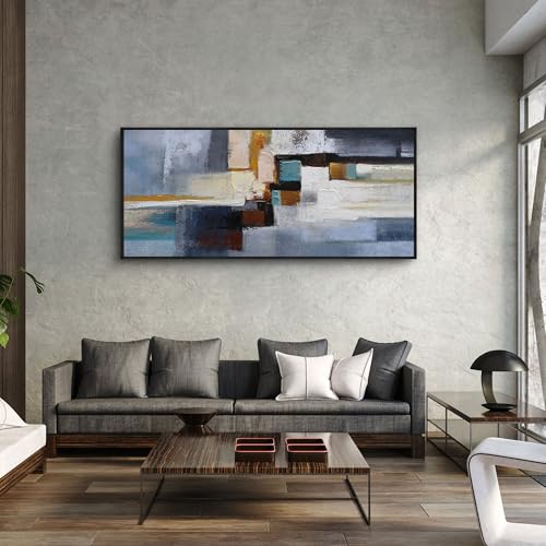 KLAKLA Large Canvas Framed Wall Art - Modern Abstract 70x31 Picture Artwork for Wall Black Frame Wall Art for Living Room Bedroom Office Painting Art - color: Black and white abstract - 2, size: 70x31