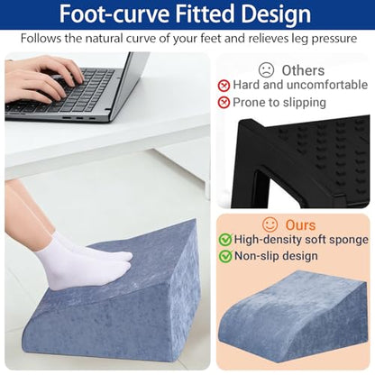 Foot Rest for Under Desk at Work, Ergonomic Under Desk Footrest with Washable Cover for Office, Home & Gaming Leg Elevation Pillow Blue - color: B-blue