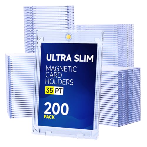 200ct Magnetic Card Holder, 35pt Slim One Touch Card Holder, Hard Plastic U-V Protectors, Mag Hard Case for Trading, Sports, Game, Football, Baseball Cards - size: 200 PACK SLIM