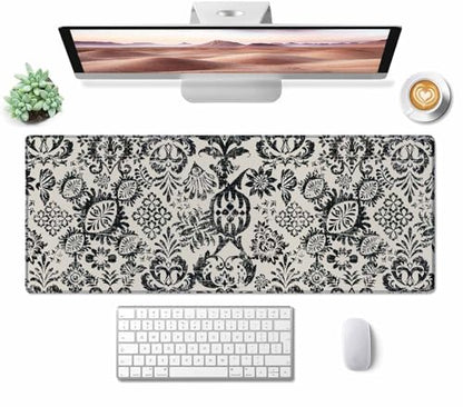 Large Gaming Mouse Pad with Stitched Edges, Desk Mat Extended Keyboard Pad, Non-Slip Rubber Base Desk Pad for Laptop, Office, Home, 31.5X11.8 inch Geometric Ethnic Pattern - color: Geometric Ethnic Pattern, size: 31.5L x 11.8W inches
