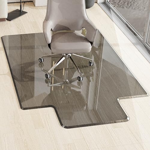 MESAILUP Beveled Edge Office Chair Mat for Carpet or Hardwood Floor, Crystal Grey 36" x 48" Desk Computer Chair Mat with Lip for a Smooth Glide and Easy Roll On/Off, Hard Heavy Duty and Non-Slip Pad - color: Grey, size: 36" x 48"