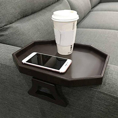 NHD Pekokavo Sofa Armrest Clip Table – No-Slip Couch Tray for Drinks, Snacks, Remote – Adjustable Armchair Table for Living Room, Bedroom, Dorm – Fits Most Armrests (Cherry) - color: Brown