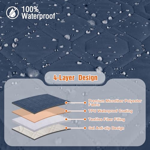 VANSOFY Loveseat Recliner Cover with Console 100% Waterproof Sofa Slipcovers Non-Slip Reclining Couch Cover Split Sofa Covers Furniture Protector for Pets, Dogs(Navy Blue) - color: Navy Blue