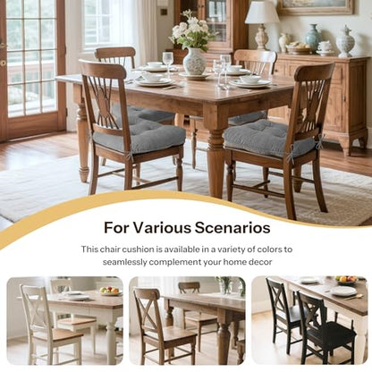 Indoor Kitchen Chair Cushions Set of 4 18"X16.5"X3" Soft Anti Slip Dining Chair Pads Tufted Kitchen Seat Cushion with Ties, Grey - color: Grey