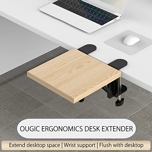 WITPOCE OUGIC Ergonomic Desk Extension Tray, 9.5 x 9.1 Inch Desk Extension Tray, Punch-Free Clamp Foldable Keyboard Drawer Tray Wrist Rest Computer Elbow Support - color: Maple, size: 24cm*23cm