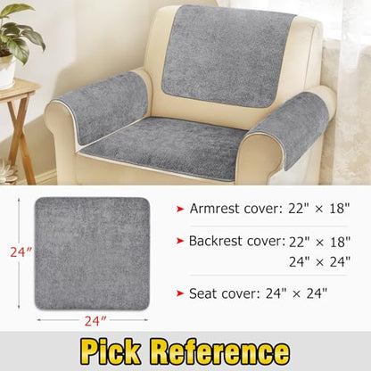 Couch Arm Covers, Sofa Arm Covers, Waterproof Armrest Cover for Sofa, Loveseat, Armchair, Anti-Slip Recliner Arm Cover, Headrest Cover, Arm Chair Covers Set of 2 (Gray, 24"×24") - color: Grey, size: 24" x 24" - 2 pcs