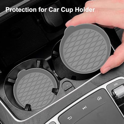 4PCS Car Cup Holder Coasters, Universal Silicone Non-Slip Insert Cup Coasters, Soft Wave Pattern Cup Holders, Car Interior Accessories for SUV, Truck, RV (Gray) - color: Gray