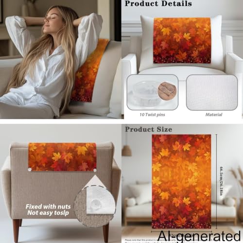 Maple Leaf Sofa Headrest Armrest Cover Set Non Slip Sofa Covers Furniture Slipcovers Soft Breathable Couch Headrest Protector Fade Resistant Print Head Protector Covers - color: Maple Leaf