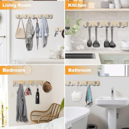 15 Pack Coat Hooks Wall Hooks for Hanging, Heavy Duty Double Prong Metal Hook Wall Mounted for Living Room, Bathroom, Kitchen, Bedroom for Coat, Bag, Scarf, Towel, Hat, Key, Cup (Silver) - color: Silver-15pack