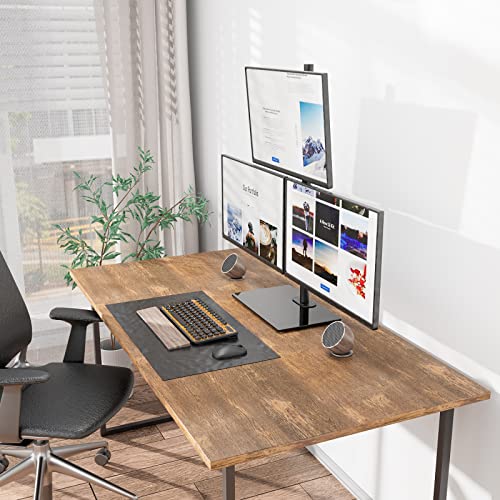 WALI Triple Monitor Stand, Height Adjustable Free-Standing Monitor Desk Mount, fits 3 Computer Screens up to 27 Inch, Holds up to 22lbs per Arm (GMF003) - size: Triple, style: Glass Free Stand