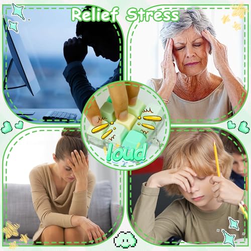 Keyboard Fidget Toy, Keyboard Keychain Fidget Toys, 9-in-1 Clicker Fidget Toy, Stress Relief Desk Decompression Button, Anxiety Relief Valentine's Day Gifts (5 Color-Mix Green Yellow) - color: 5 Color-mix Green Yellow