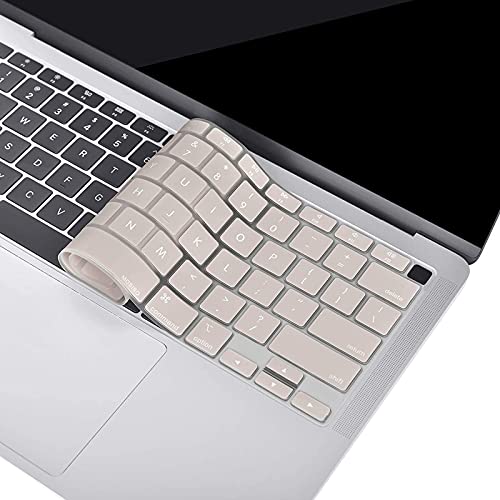 MOSISO Keyboard Cover Compatible with MacBook Air 13 inch 2022 2021 2020 Release A2337 M1 A2179 Retina Display with Touch ID Backlit Magic Keyboard, Waterproof Protective Silicone Skin, Rock Gray - color: Rock Gray