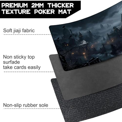 Playmat for MTG Fantasy Castle Magic Play Mat 24x14 Inch Card Game Mat for Magic The Gathering TCG PTCG Playmat with Free Storage Bags Non-Slip Backing and Stitched Edge - color: Fantasy Castle No With Zones