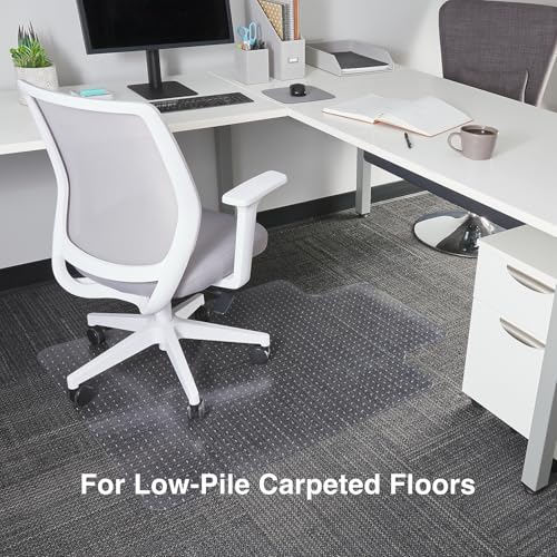 Staples Office Chair Mat, Clear Floor Mats with Lip, Flat-Pile Carpets, Extended Under-Desk Coverage, 36" x 48 Inch, Smooth Glide - size: 35.5" x 47.5", style: Flat-Pile