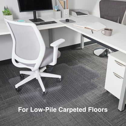 Staples Office Chair Mat, Clear Floor Mats with Lip, Flat-Pile Carpets, Extended Under-Desk Coverage, 36" x 48 Inch, Smooth Glide - size: 35.5" x 47.5", style: Flat-Pile