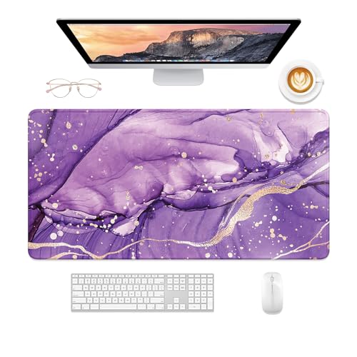 Desk Mat, 32" x 16" XXL Extended Large Gaming Mouse Pad, Desktop Decor Desk Pad, Cute Men Women Office Supplies and Accessories, XL Mouse Mat for Laptop & Keyboard, Purple Marble - color: Purple Marble, size: 32" x 16"