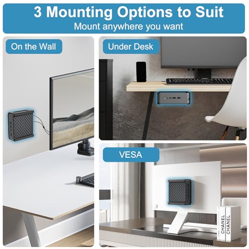 Metal Mini PC Mount for Beelink Vesa Mount, for SER5/SER5 Pro/SER5 MAX/S12 Pro/S13/SER6 Pro/SER3/SER4/EQ12/EQ13/Mini S/S12/SEi12/SEi12 Pro, Wall Mount and Under Desk, Easy to Install