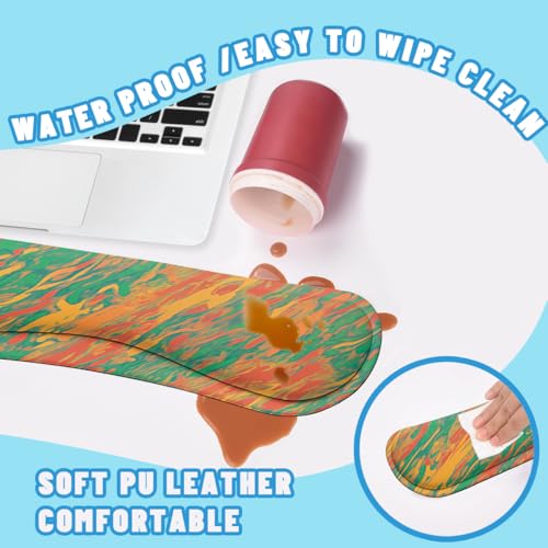 Abstract Desk Mat Set Retro Color Swirl Large Mouse Pad with Wrist Rest 4in1 Desk Mat for Desktop Ergonomic Keyboard Wrist Support Anti-Slip Computer Ergonomic Mouse Pad Home Office Gaming - color: Abstract