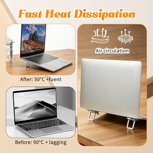4 Pcs Keyboard Riser Tilt, ABS Keyboard Legs with Dual Angle Adjustment, 2.36x1.22 Inch Foldable Keyboards Tilt Stand for Laptop & Desktop, Black & Silver