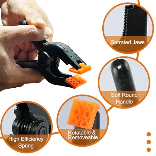 16 Pack Pool Cover Clamps for Above Ground Pools, 4.7 Inch Spring Clamps for Winter Swimming Pool Cover, Heavy Duty Wind Guard Clamps, Plastic Clips for Backdrop Crafts Photography (2 in Jaw Opening)