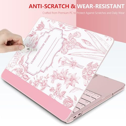 DONGKE Compatible with MacBook Neo 13 Inch Case 2026 A3404 A18 Pro chip & Touch ID, Plastic Hard Shell with Keyboard Cover, Screen Protector & Dust Plugs, Blush Composition Book - color: Blush Composition Book