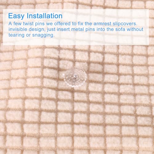 uxcell 2pcs Stretch Armrest Covers for Chairs/Sofas, Couch Arm Covers with Twist Pin, Furniture Protector Slipcovers Khaki - color: Khaki