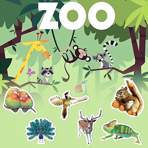 Zoo Animal Stickers, 50Pcs Realistic Safari & Wildlife Waterproof Vinyl Stickers for Water Bottles, Laptop, Party Favors, Classroom Rewards & Gift Pack - style: Animal Stickers