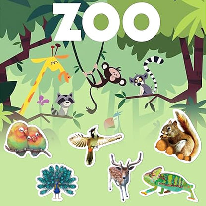 Zoo Animal Stickers, 50Pcs Realistic Safari & Wildlife Waterproof Vinyl Stickers for Water Bottles, Laptop, Party Favors, Classroom Rewards & Gift Pack - style: Animal Stickers