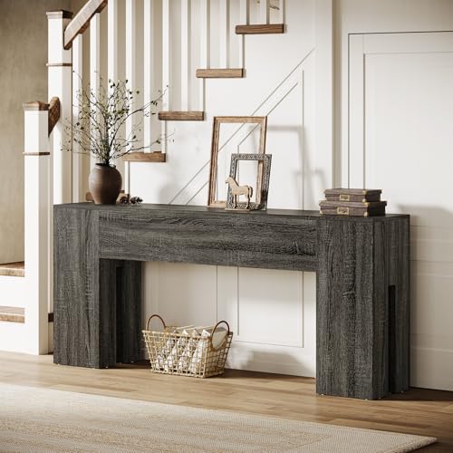 Tribesigns 71-Inch Long Console Table for Entryway, Farmhouse Sofa Console Behind Couch, Entry Table for Hallway, Foyer, Living Room, Gray - color: Grey