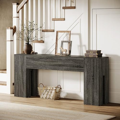 Tribesigns 71-Inch Long Console Table for Entryway, Farmhouse Sofa Console Behind Couch, Entry Table for Hallway, Foyer, Living Room, Gray - color: Grey