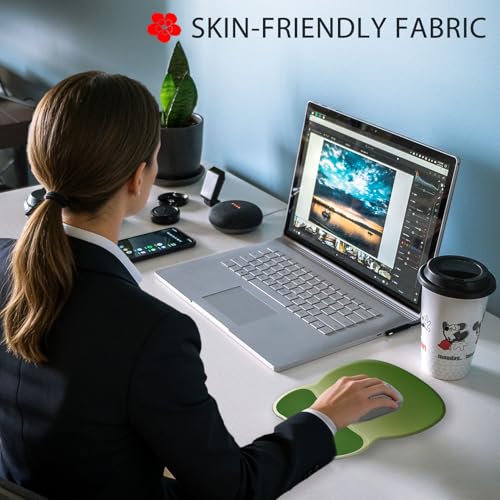Ergonomic Mouse Pad with Wrist Rest, Comfortable Gel Concave Mouse Pad with Non-Slip Base, Pain Relief Mouse Pads with Smooth Wrist Support for Office & Home (Gradient Green) - color: Gradient Green