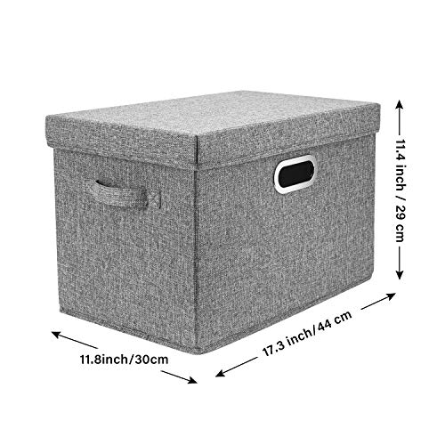 TYEERS Large Storage Bins with Lids, Collapsible, Washable, Fabric Storage Boxes for Organizing, 17.3x11.8x11.4 inches, 3 Pack, Gray - color: Grey, size: 3-Pack Large