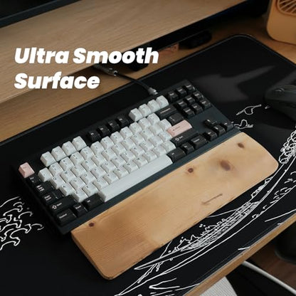 Gaming Mouse Pad, Large 31.5 x 11.8 inches Mousepad, Long Keyboard Pad, Cute Mouse Mat for Computer with Stitched Edges and Non-Slip Base (Black Japanese Wave) - color: Black Japanese Wave