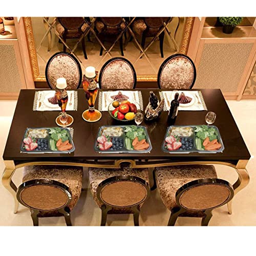 Set of 2 Stainless Steel Divided Plates Tray 3 Sections Diet Food Control Dinner Plate for Adults - Unbreakable Metal Plate for Campers Portion Control Reusable Plate - size: 9.45 x 6.69 Inch (3 Sections)