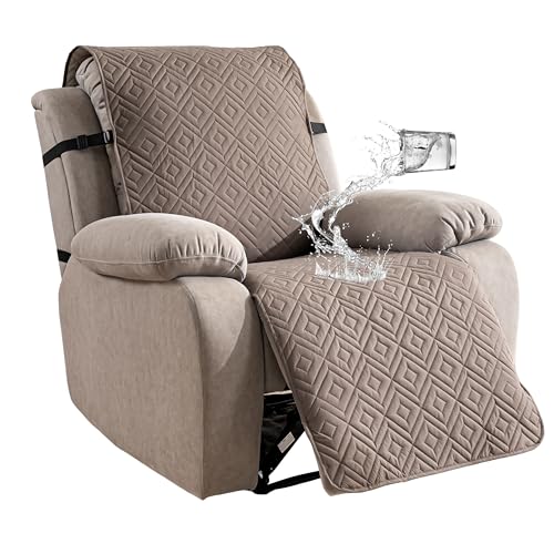 Genina Waterproof Oversized Recliner Chair Covers - 100% Protection, Non-Slip, Washable Recliner Slipcover for Larger Recliners, Kids & Pets Friendly【28'' /Taupe】 - color: Taupe, size: 28 in （Oversized 1 Seater）
