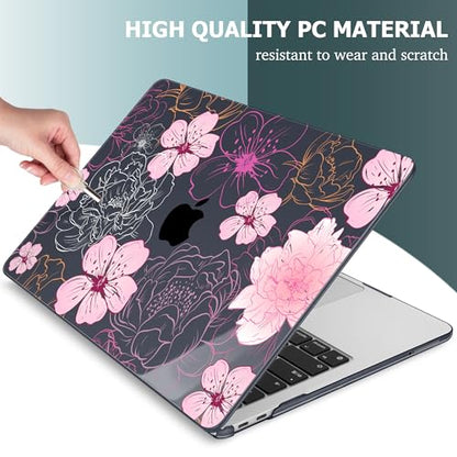Mektron Case for 2026 MacBook Neo 13-inch A18 Pro chip A3404 Laptop Cover with 13-inch (Diagonal) Liquid Retina Display+ Keyboard Cover+ Screen Protector, Flowers Illustration - color: Flowers Illustration