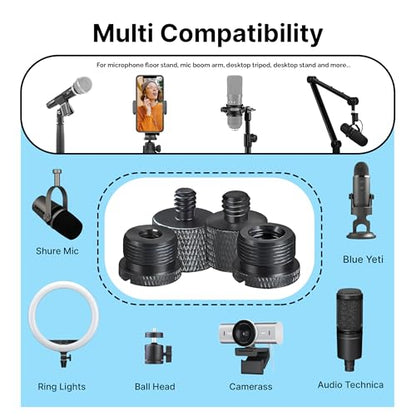 IXTECH Mic Stand Adapter Set - 8 Piece Metal Mic Stand Adapter Kit - 3/8 to 5/8 & 1/4 to 5/8 Female to Male Thread Adapter - Boom Arm Adapter (2) - color: Black