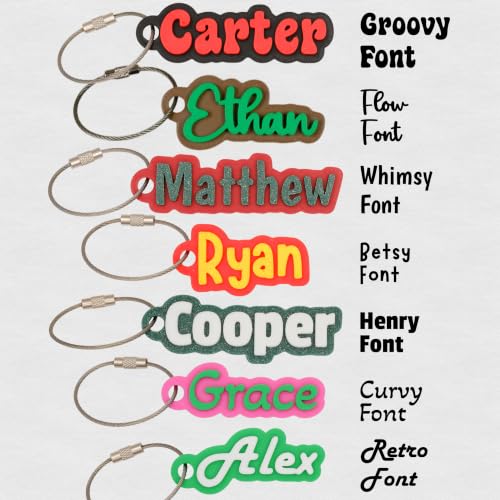 SuperFineDeesigns Bag and Water Bottle Name Tag with Cable – Custom Durable 3D Printed Name Tag Backpack & Sports Bottles - style: -No Icon-