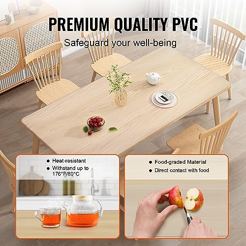 VEVOR Clear Table Cover Protector, 24" x 48"/613 x 1230.2 mm Table Cover, 1.5 mm Thick PVC Plastic Tablecloth, Waterproof Desktop Protector for Writing Desk, Coffee Table, Dining Room Table - size: 48" x 24" (Rectangular)